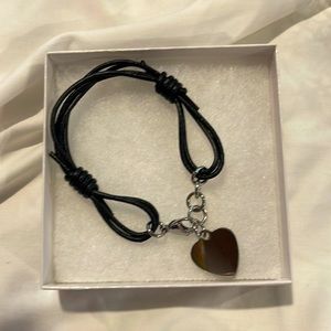 Black leather bracelets set of two